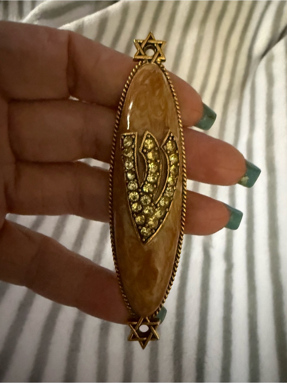 Quest Gold-Tone Amber Marbled Case with Crystal Accent